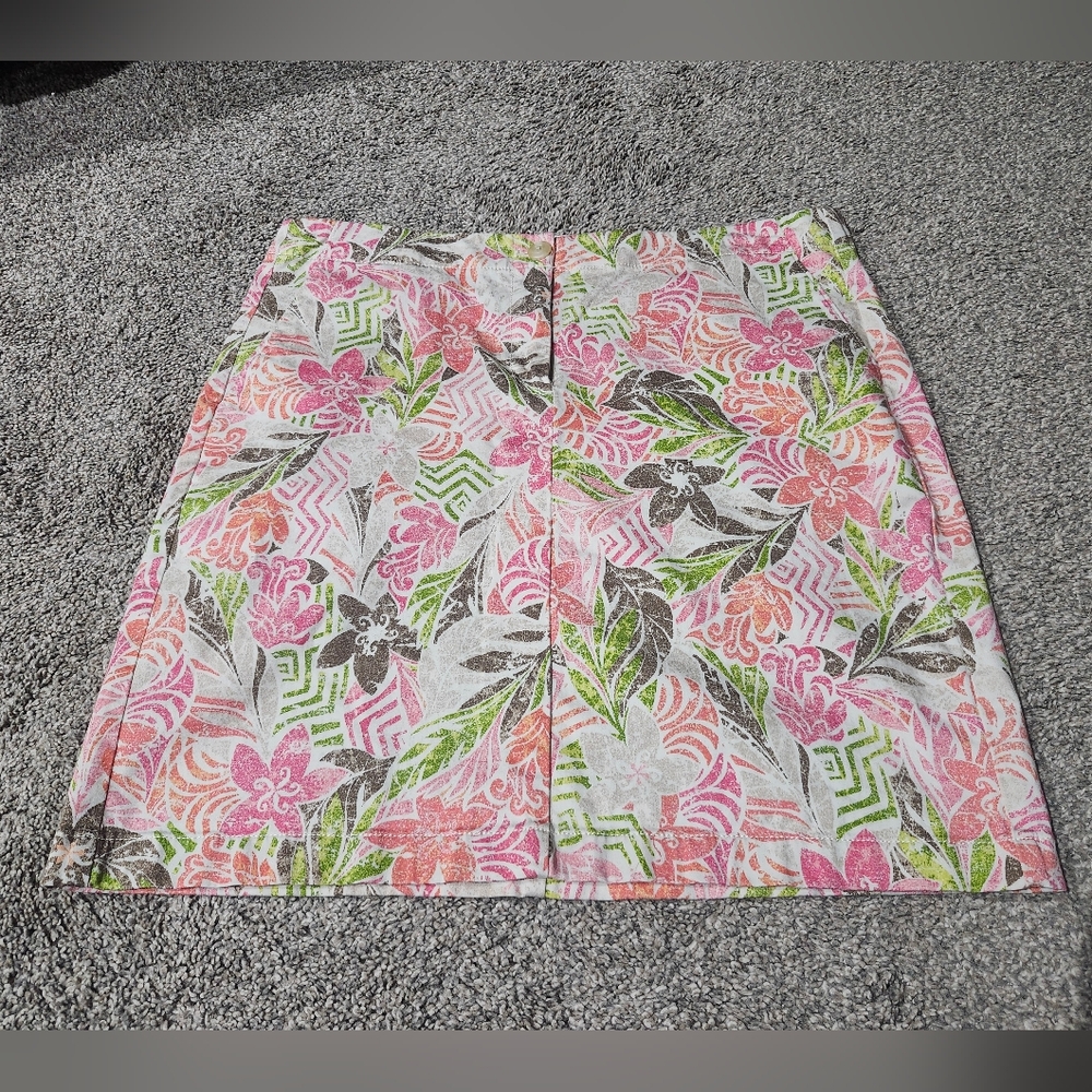 J Jill Live In Chino Tropical Floral Mini Skirt Size 10
